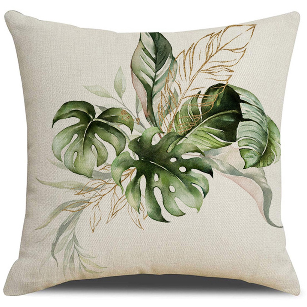 Vỏ Gối Cotton Lanh Họa Tiết Cây Xanh 40×40 45×45 50×50 60×60