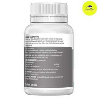 Viên Uống Bổ Não Healthy Care Ginkgo Biloba Úc 6000mg Hỗ Trợ Tăng Tuần Hoàn Máu Não, Cải Thiện Nhận Thức, Trí Nhớ 60 Viê