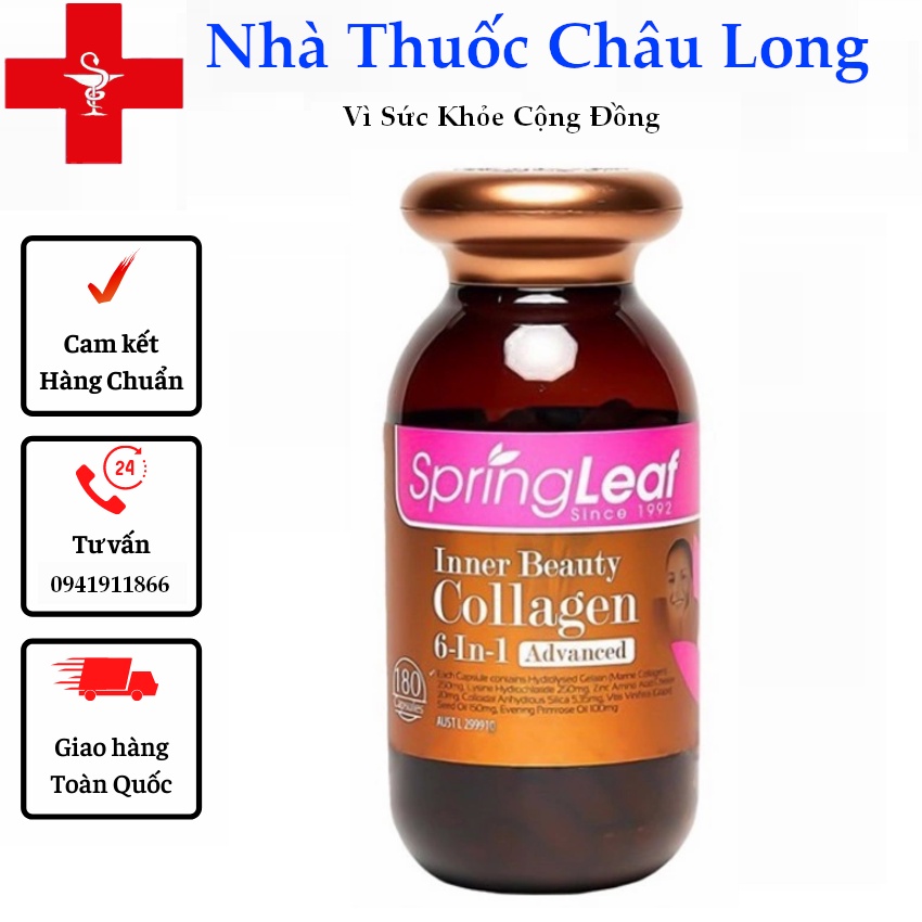 Viên COLLAGEN SPRING LEAF INNER BEAUTY COLLAGEN 6-IN-1, hộp 180 viên - 6in1 hiệu quả căng da , sáng da