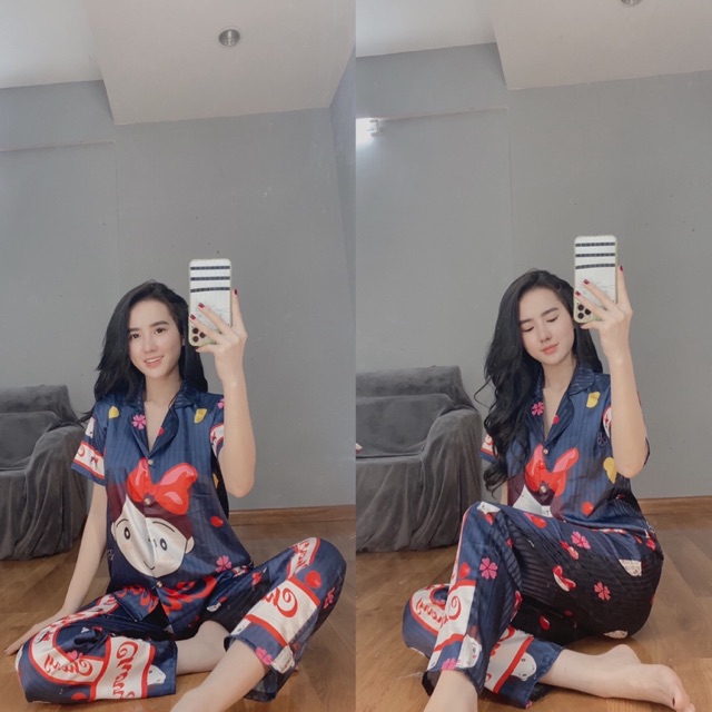 Set bộ lụa satin tay ngắn big size 60-80kg