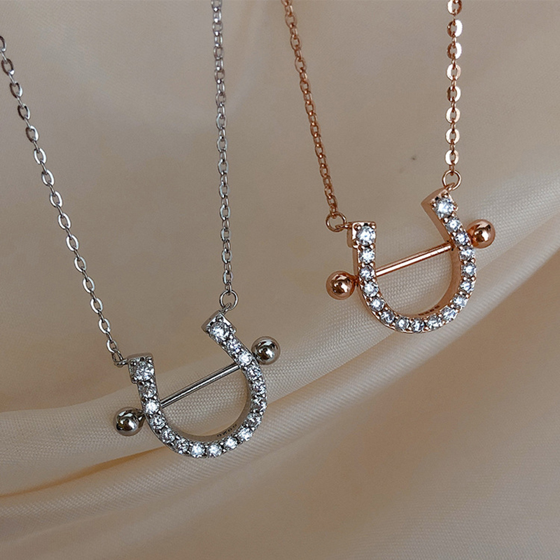 S925 Sterling Silver Horseshoe Necklace Clavicle Chain Female Design Sense Simple and Fresh Elegant Jewelry