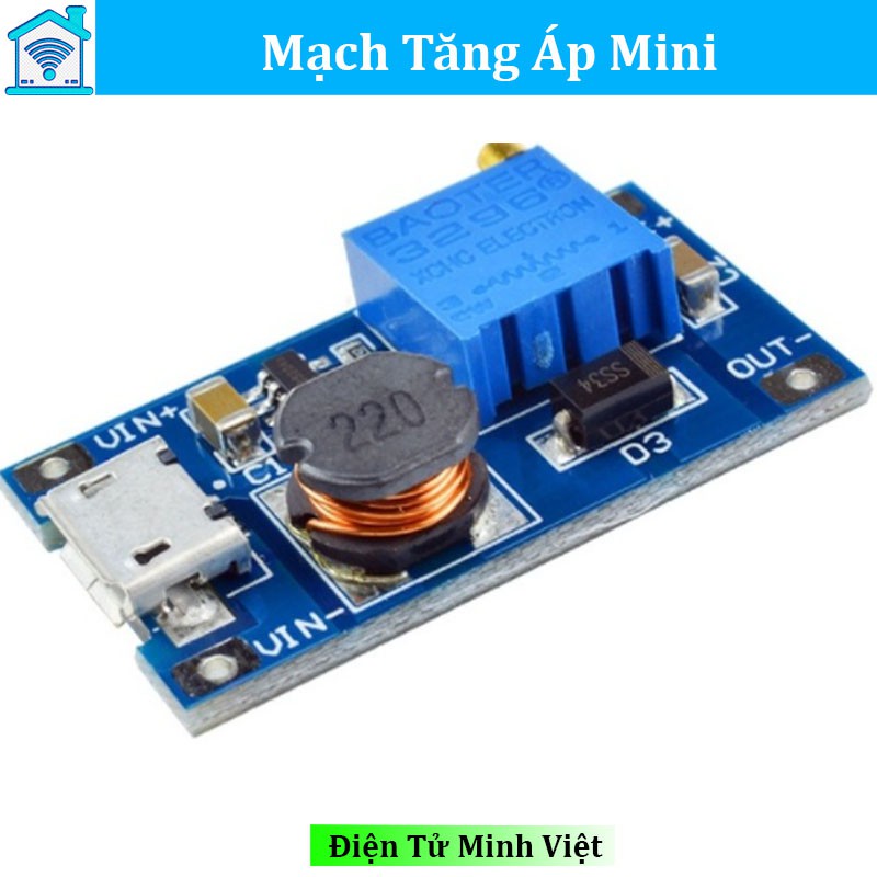 Mạch Sạc Tăng Áp 2A( Vào 2-24V ra 5-25V Sạc Điện ) V1 - có cổng micro USB