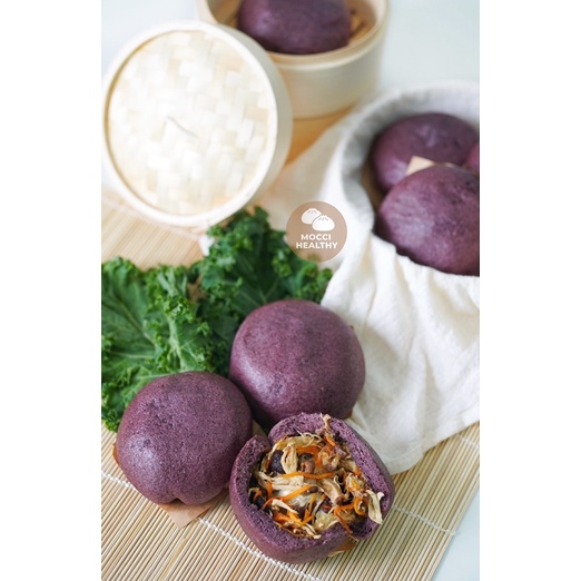 Bánh Bao Gạo Lứt Nhân Gà Nấm - For eatclean, DAS, Lowcarb &amp; Tiểu đường
