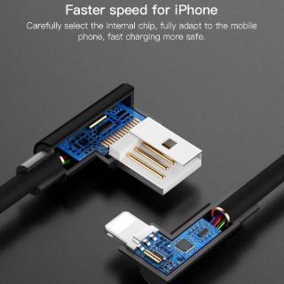 1/2/3m 90°Elbow Double-faced Nylon USB Cable for iPhone Fast Charge  L Type Data Cable