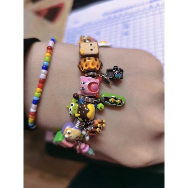 [Mã SKAMLTSM9 giảm 10% đơn 99K] Charm bánh donut bạc s925 Cao cấp - Khách ib chọn màu Charm hoạt hình bạc cao cấp