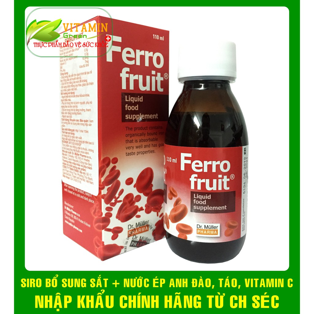 FERRO FRUIT SIRO BỔ XUNG SẮT HỮU CƠ VỊ TRÁI CÂY 110ML | NHẬP KHẨU CHÍNH HÃNG CH SÉC