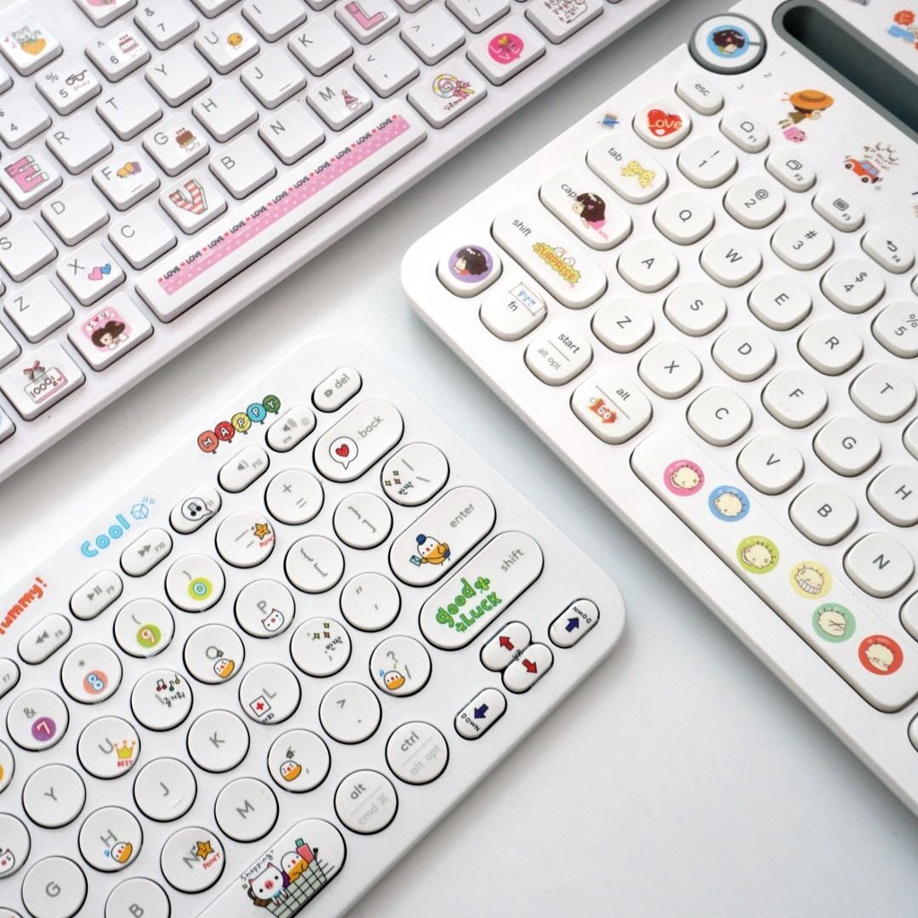 Miếng Dán Bàn Phím Bluetooth Không Dây Logitech K480 / K380 Họa Tiết Hoạt Hình Chống Thấm Nước