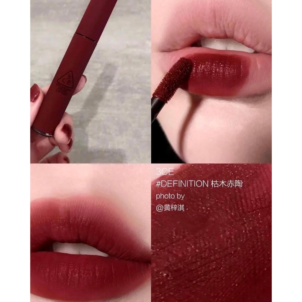 Son kem lì 3CE Velvet Lip Tint  [ BEBEAU ] Son Kem Lì 3CE Mịn Màng Như Nhung 4g Definiton  Bitter Hour Walk n talk