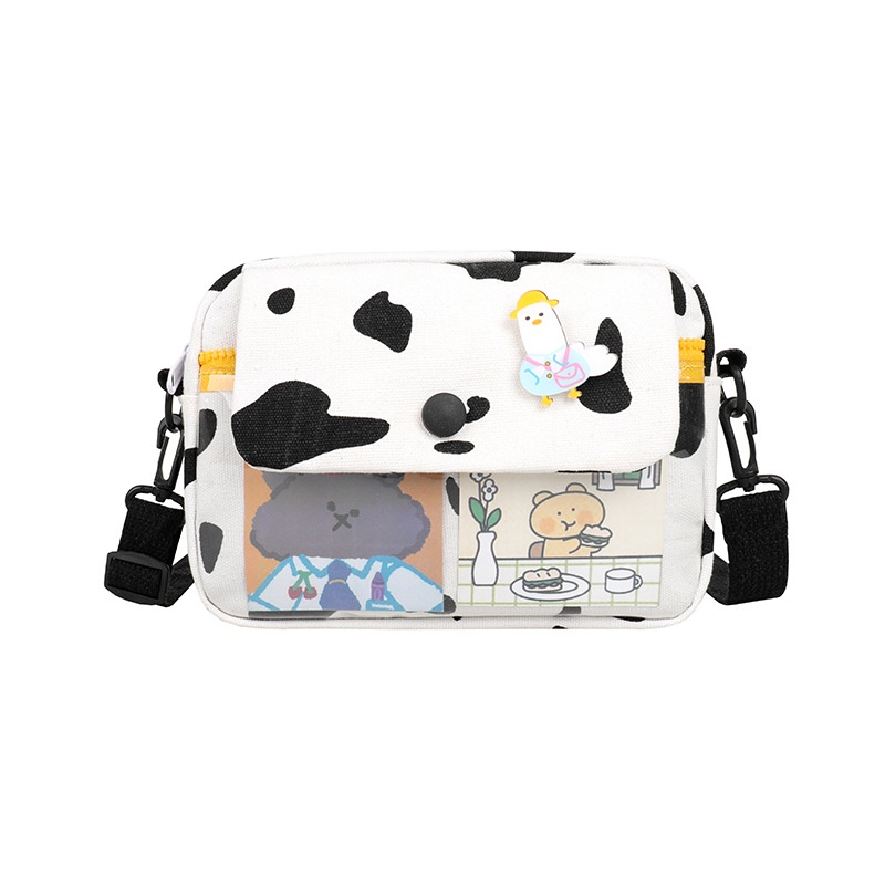 Túi đeo chéo vải canvas mềm hình vuông nhỏ xinh thời trang cho nữ