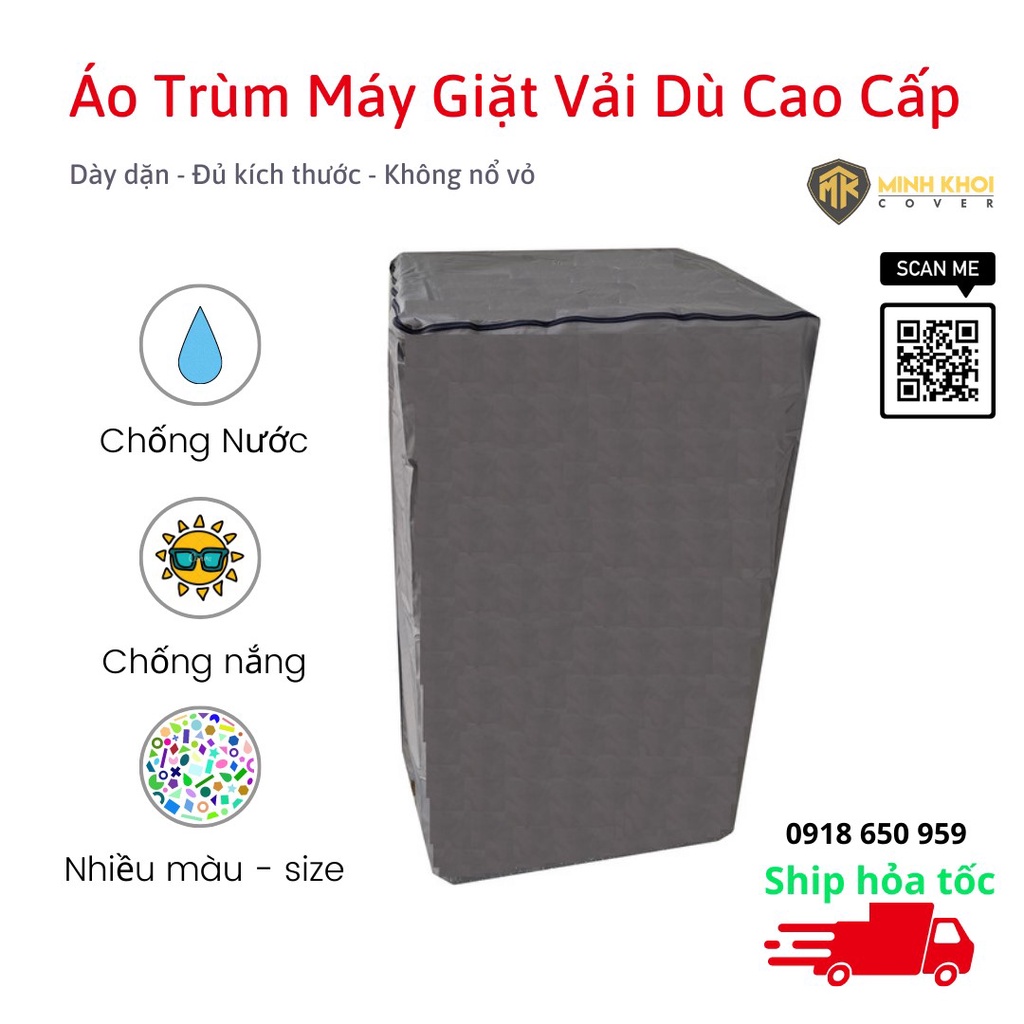 Áo Trùm Máy Giặt Cửa Đứng Cửa Trên Vải Dù Siêu Bền Chống Mưa Nắng Nóng Từ 7kg đến 14kg