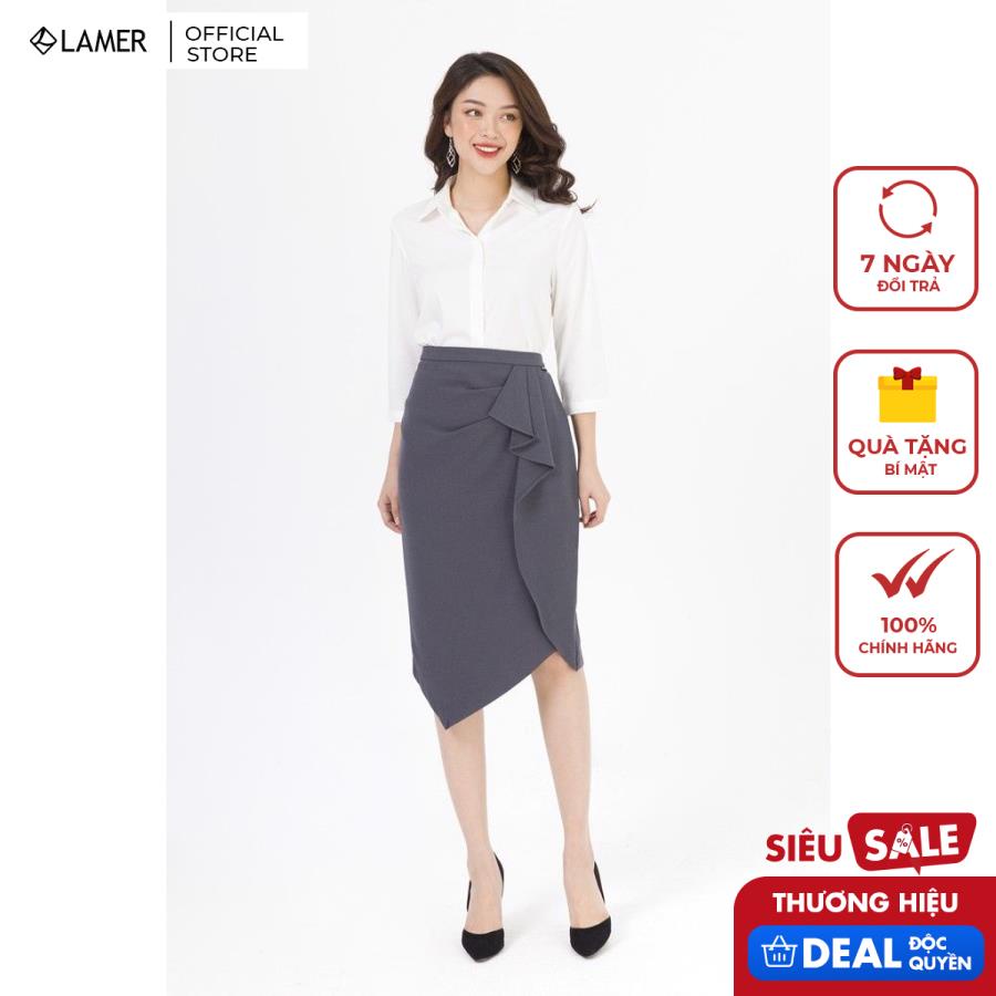 Chân váy nữ ôm xếp ly bèo rủ lệch LAMER L62F19Q010 (nhiều màu)