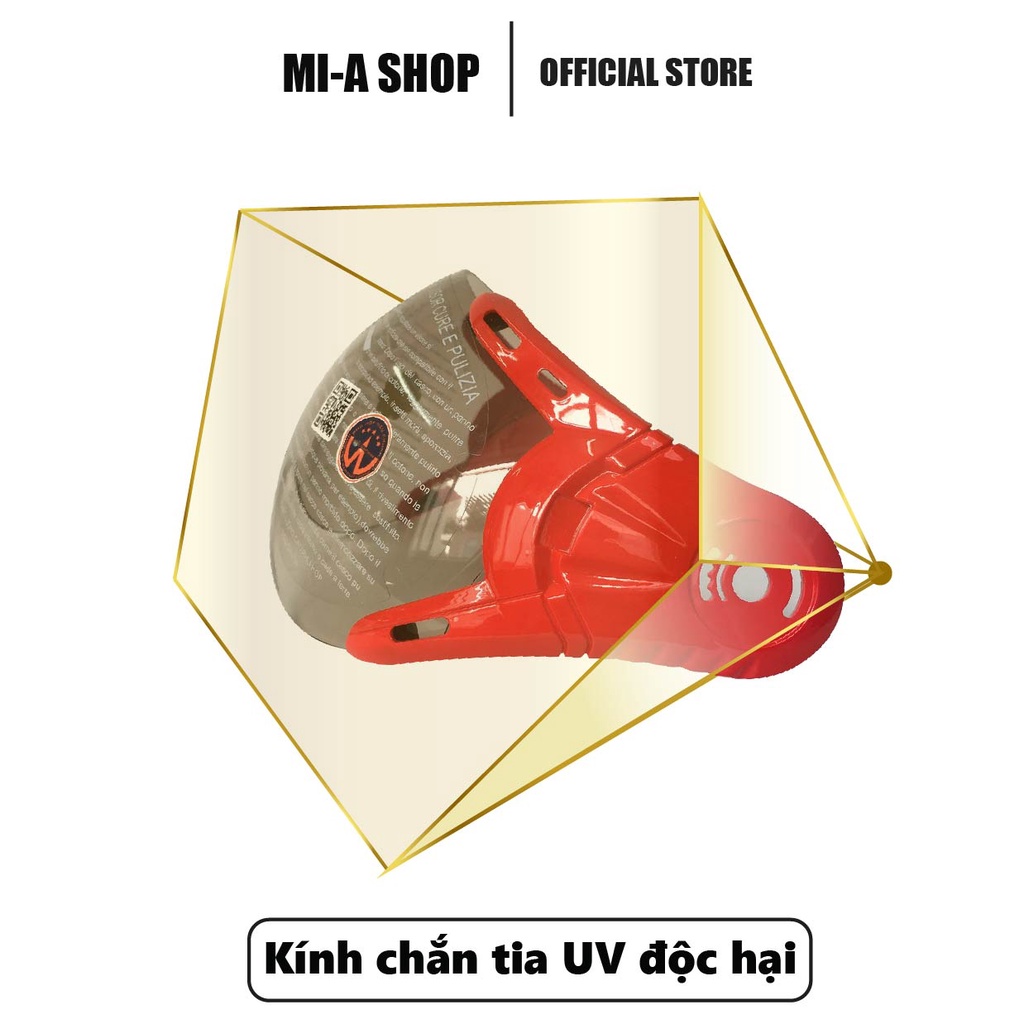 Kính kèm bộ chốt, kiếng thay thế mũ bảo hiểm nửa đầu GRS - chính hãng - dùng chung cho các mũ tương tự trên thị trường