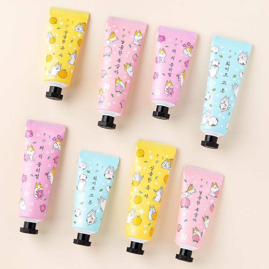 Set 4 Kem Dưỡng Da Tay ARTBOX Hàn Quốc Thiết Kế Hình Chó Shiba Với 4 Mùi Hương Thơm Ngọt 50ml*4