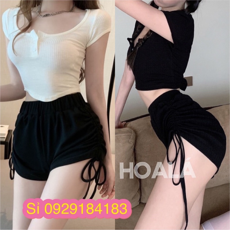 Set Bộ Áo Croptop Kèm Quần Đùi Rút Hông S5 (A5 + Q5)