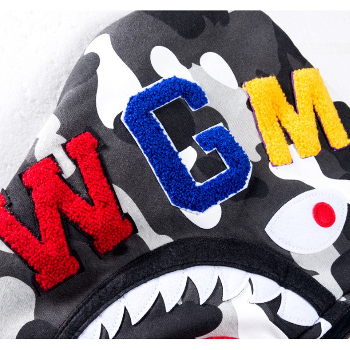 New Bape WGM Shark Camouflage Hoodie Sweater Men Women Casual Jacket Luminous