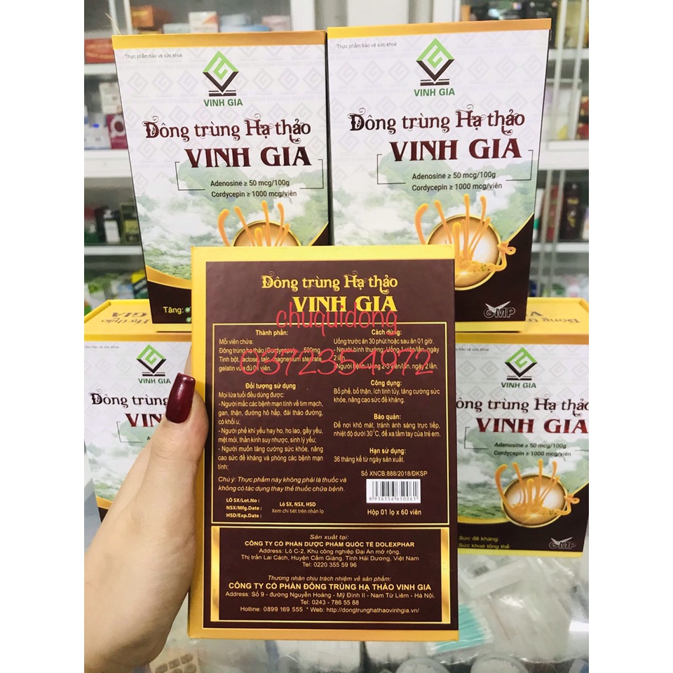 Đông trùng hạ thảo vinh gia ( HỘP 30 viên , 60v )