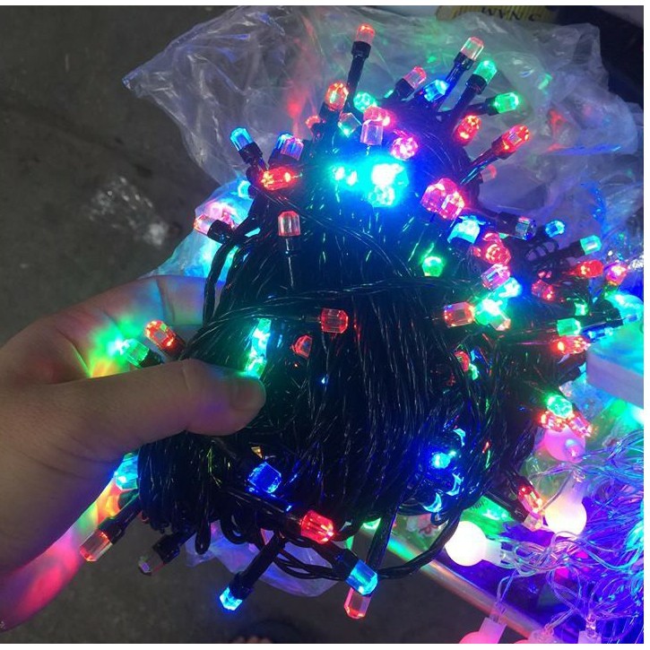 Dây đèn LED trang trí nháy chớp 10m 20m 30m 40m 50m 100m, bóng lục giác kim cương, lấp lánh rất đẹp