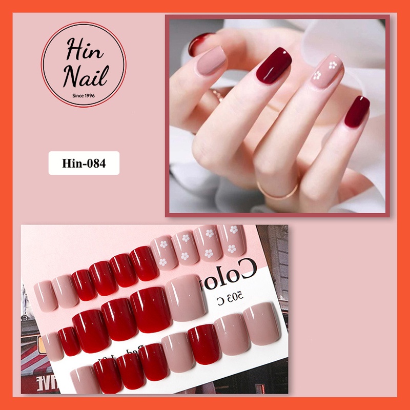 móng giả vuông kèm keo họa tiết 3D Hin Nail
