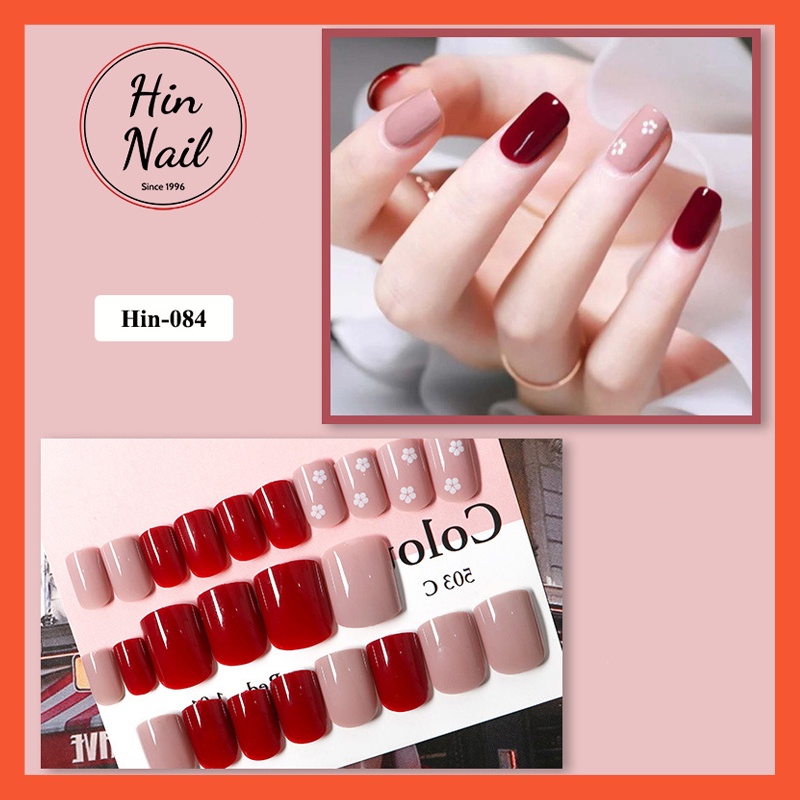 móng giả vuông kèm keo họa tiết 3D Hin Nail