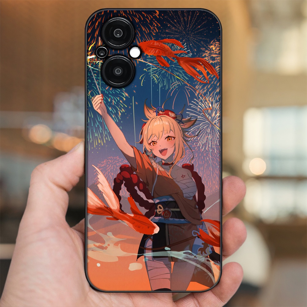 Ốp lưng Oppo Reno 8Z 5G viền đen in hình Yoimiya Genshin Impact