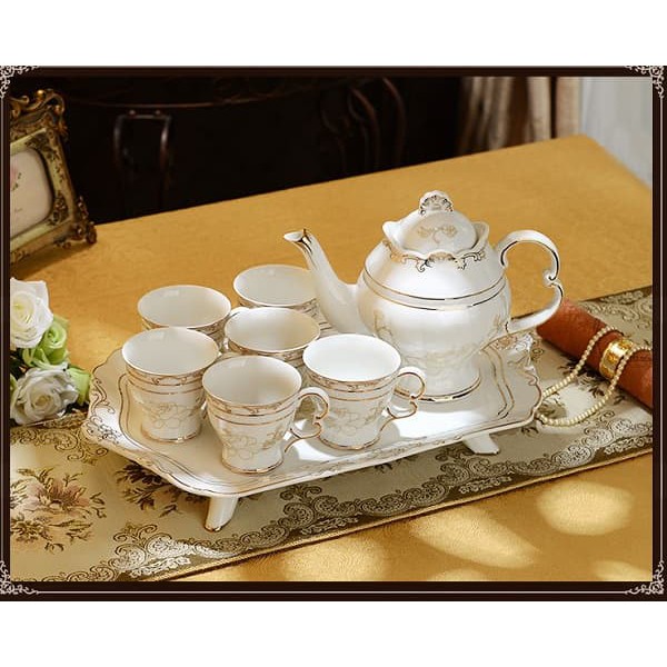 Bộ ấm trà bằng gốm phong cách châu Âu cổ điển