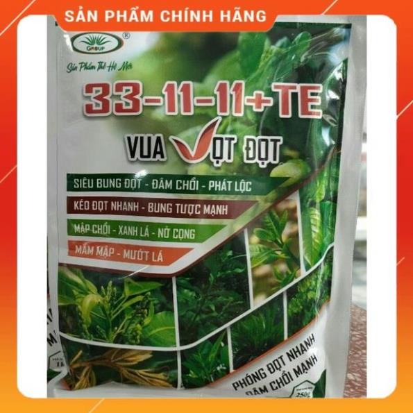 Phân bón lá npk 33-11-11+te gói 250gr và hộp 1kg siêu vọt đọt tạo đọt phát lộc đầm chồi phóng đọt mạnh