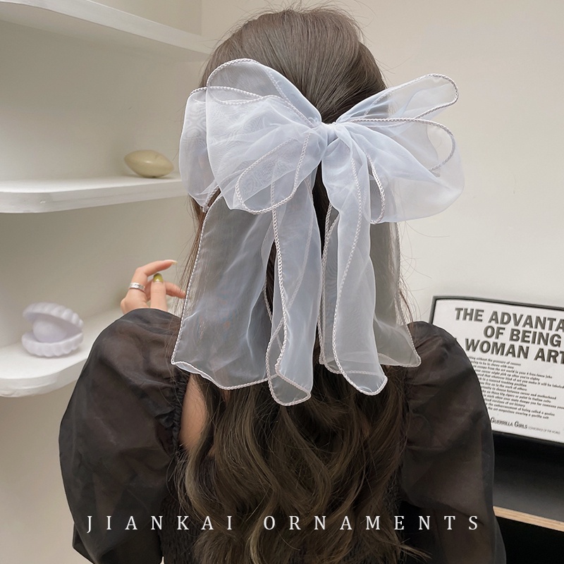 Kẹp Tóc Hình Nơ Cỡ Lớn Màu Đen Thời Trang Xinh Xắn Cho Nữ