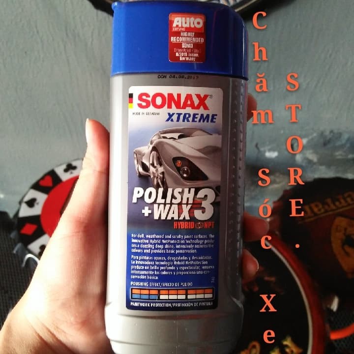 Tặng khăn -Kem đánh bóng, xóa xước quầng sơn xe ô tô, mô tô Sonax xtreme polish & wax 3 250ml Sonax202100 chamsocxestore