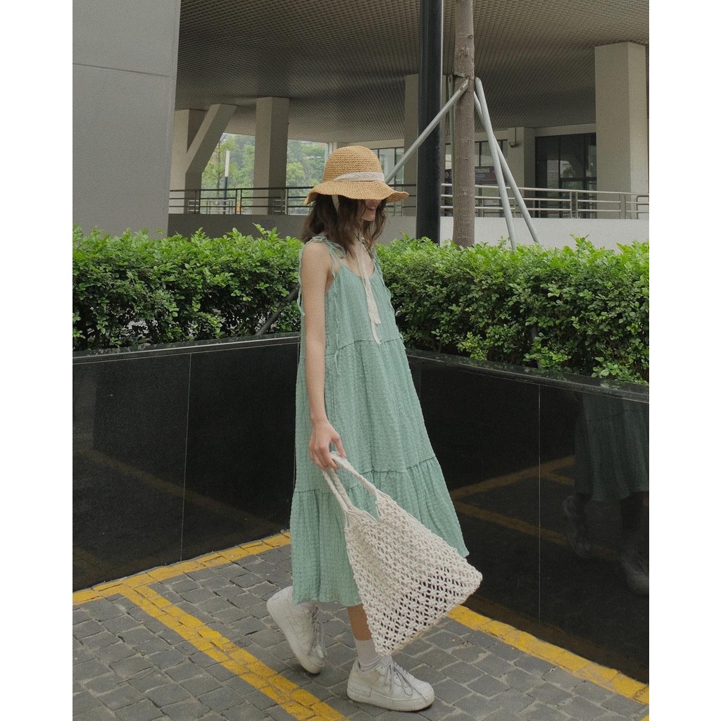 Váy Đầm Babydoll Hai Dây Dáng Dài Chất Vải Đũi Hàn Thoáng Mát, Váy Hai Dây Dáng Dài | BigBuy360 - bigbuy360.vn