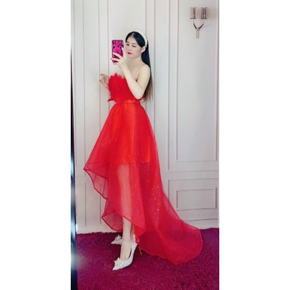 Đầm dự tiêc tầng đuôi tôm đinh lông TRIPBLE T DRESS - Size M/L (kèm ảnh/video thật )