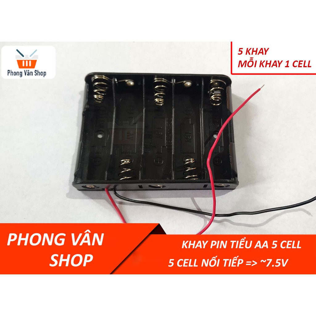 Khay pin tiểu AA nối tiếp- 5 cell - 5 khay -mỗi khay 1 cell