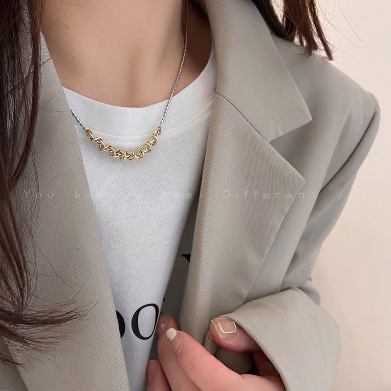 Vòng Cổ Mặt Xoắn Màu Sắc Tương Phản Phong Cách Hiphop Đường Phố