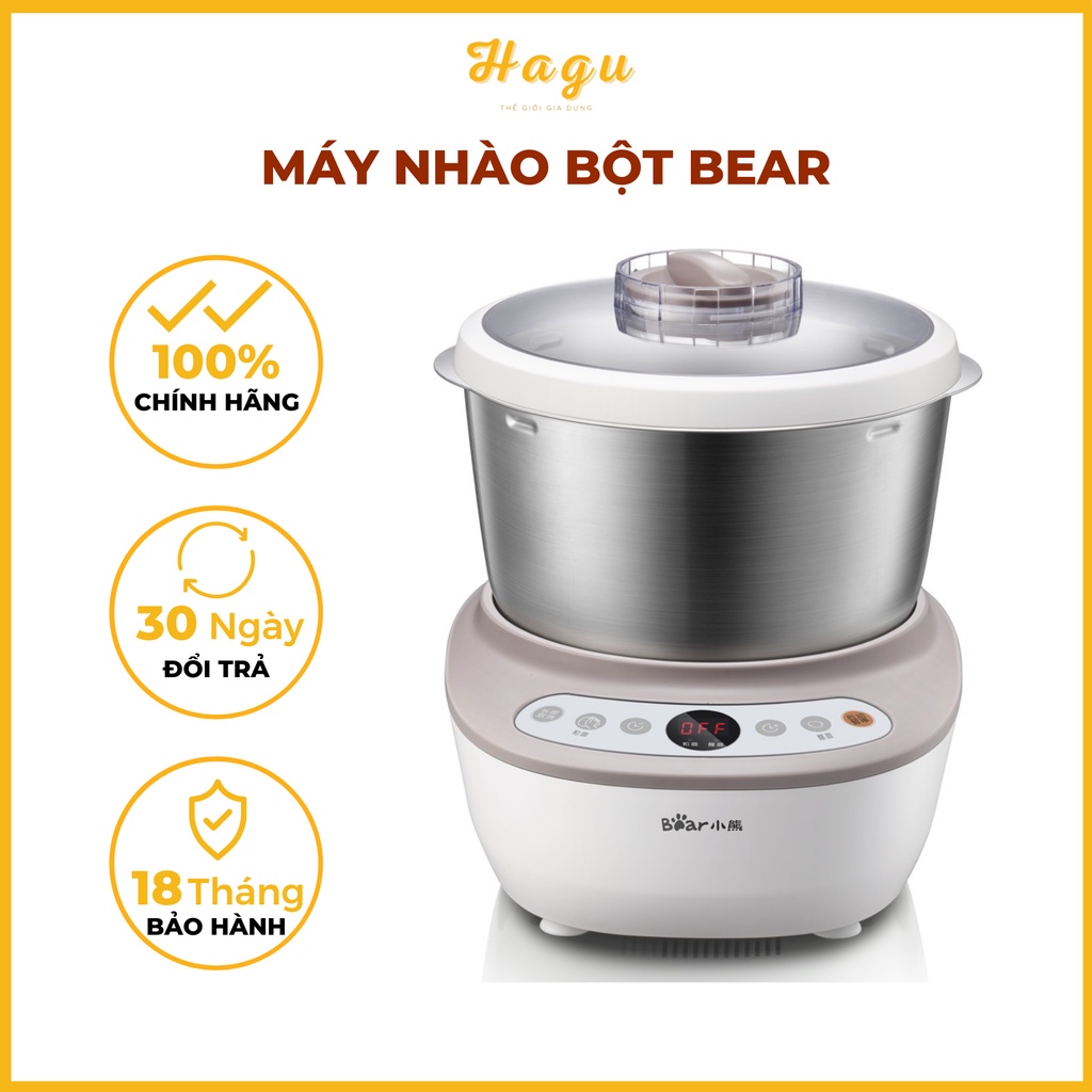 Máy Nhào Bột, Nhồi Bột, Trộn Bột Tự động Đa Năng 5L, 3,5L, 7L Bear(Bản Quốc Tế), Bảo Hành 1 Năm