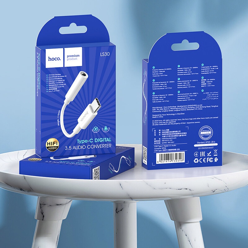 Cáp chuyển đổi âm thanh HOCO LS30 type C sang 3.5mm