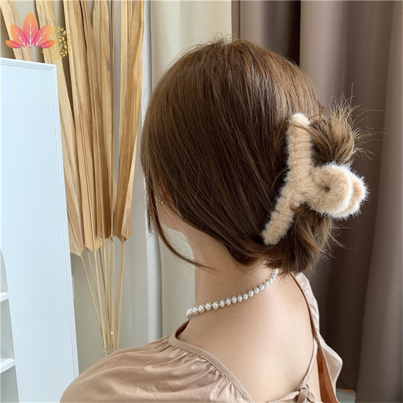 Kẹp tóc càng cua vải lông nhung màu sắc ngọt ngào thời trang thu đông