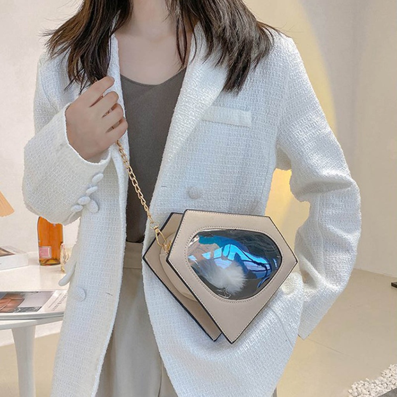 Youyo Túi Xách Đeo Vai Hình Kim Cương Phối Dây Xích Thời Trang Thường Ngày Cho Nữ