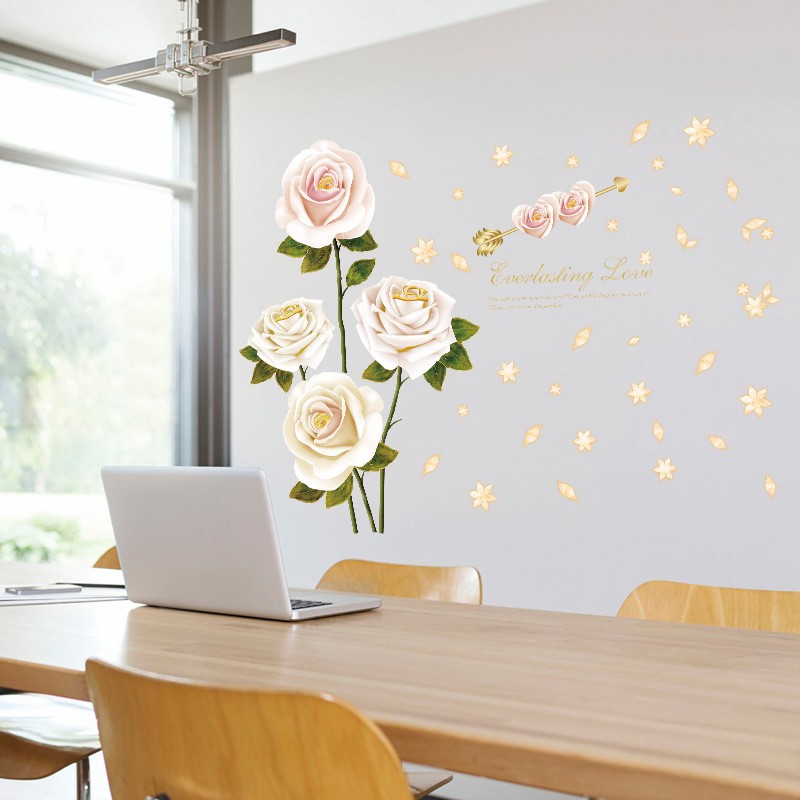 Decal dán tường Hoa hồng trắng