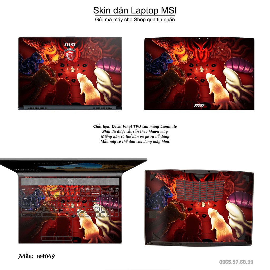 Skin dán Laptop MSI in hình Naruto nhiều mẫu 2 (inbox mã máy cho Shop)