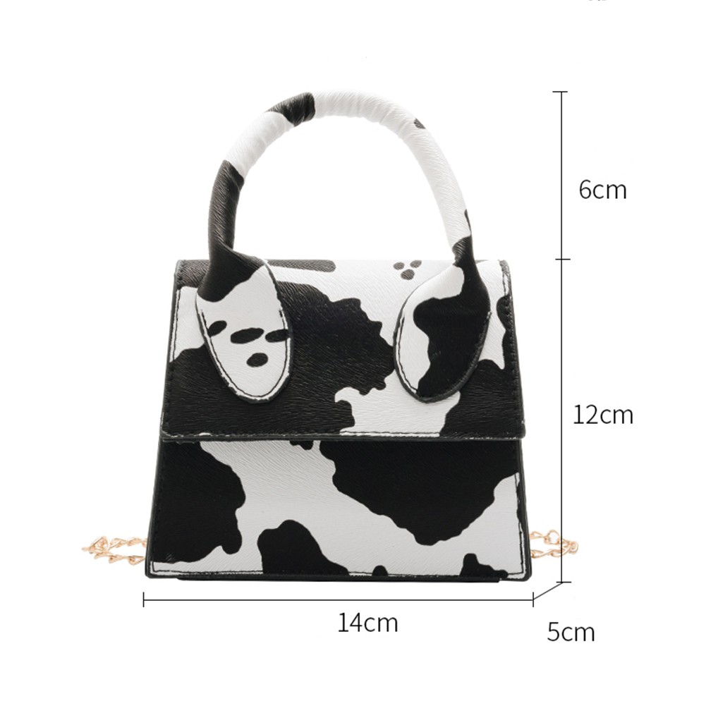 Túi đeo chéo da PU họa tiết bò sữa hợp thời trang cho nữ