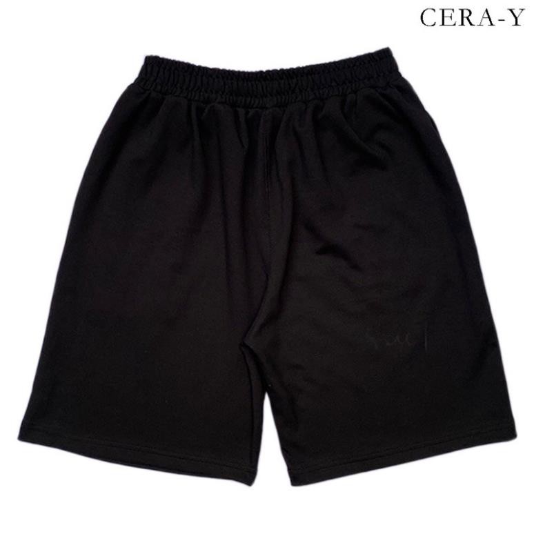 Quần short ống rộng CERA-Y lưng thun lửng ngố màu đen CRQ014, chất vải thun co dãn mặc mát, kiểu dáng unisex dễ phối  ྇