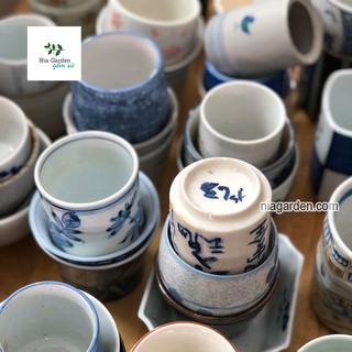 (G84) Cốc sứ trồng sen đá mini gốm Nhật (đã khoan lỗ) - GSN