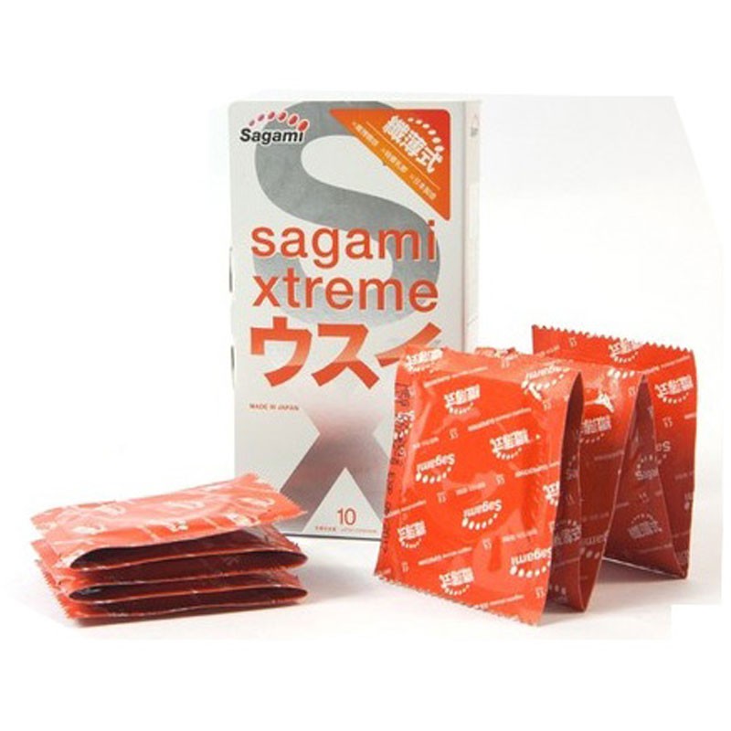 Bao cao su cao cấp siêu mỏng SAGAMI 0,03 mm chính hãng SAGAMI Xtream Super Thin - Hộp 10 chiếc