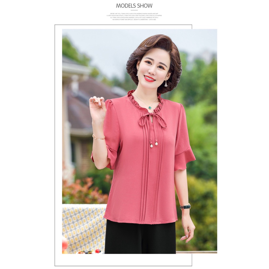 ÁO KIỂU TAY BÈO QUÝ CÔ THẮT NƠ -N422