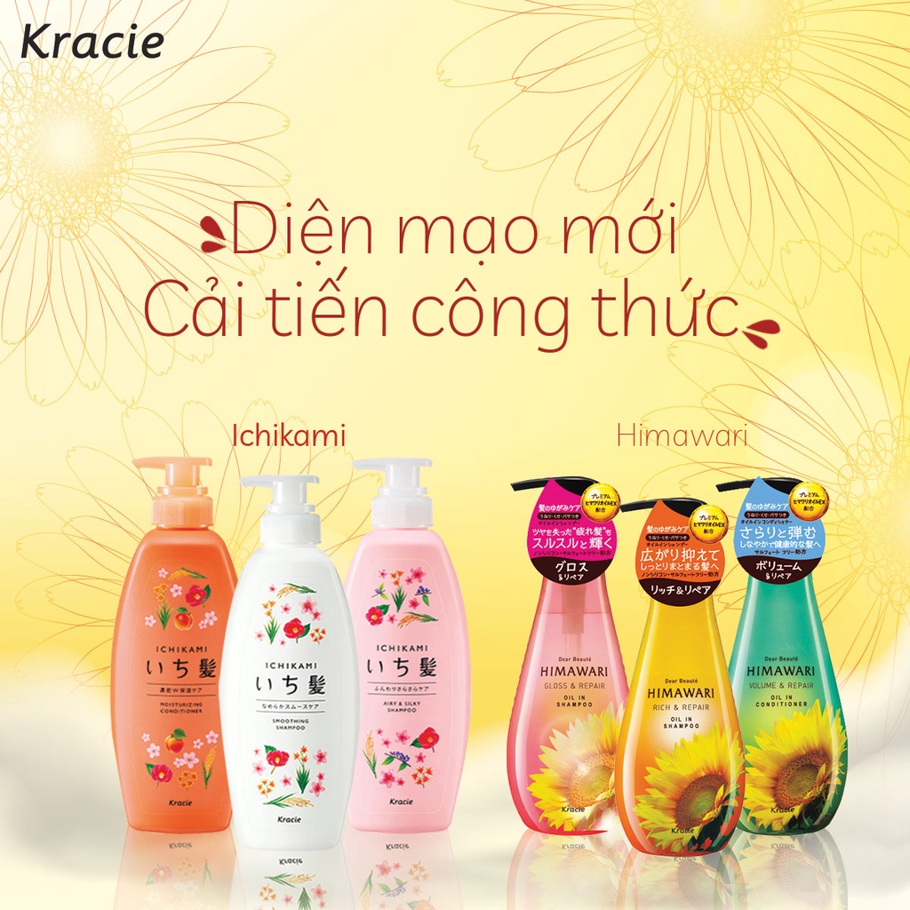 Dầu gội dưỡng phục hồi và bồng bềnh chắc khỏe Ichikami chai 480ml chính hãng [Kracie]