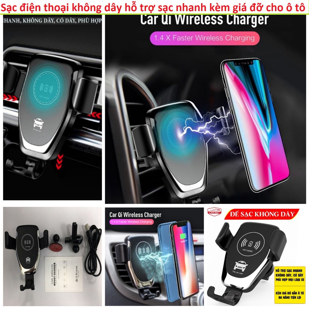 Giá đỡ điện thoại ô tô hỗ trợ sạc nhanh không dây mẫu mới loại tốt gắn cửa điều hòa lắp các xe