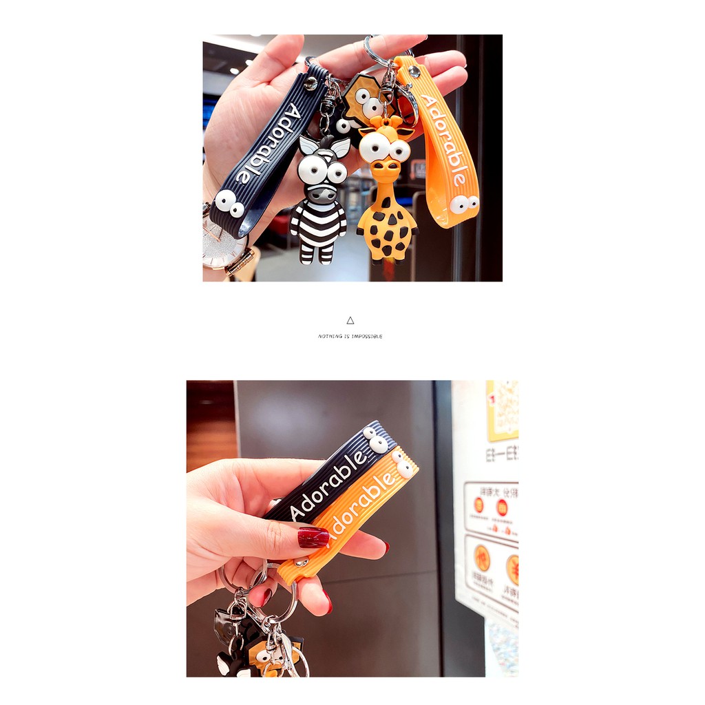 [Quà tặng ý nghĩa] Móc Chìa Khoá Móc Khóa Tạo Hình Hươu cao cổ và Ngựa vằn Dễ Thương Cho Cặp Đôi KH04