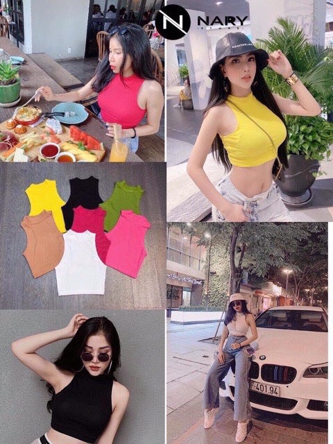 Áo ba lỗ ngược cổ lọ croptop chất thun borip Z5UP