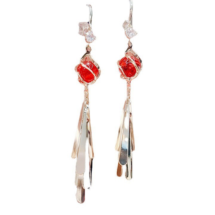 Bông tai nữ, Khuyên tai tua rua dáng dài phong cách Hàn Quốc cho nữ -B11