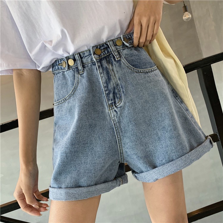 Quần Short Jean Bò Nữ Dáng Ngố Lửng Ống Rộng Chất Jean Trơn Mền Dày Xịn Quần Đùi Bò 5 Khuy Cạp Cao [Video + Ảnh Thật]