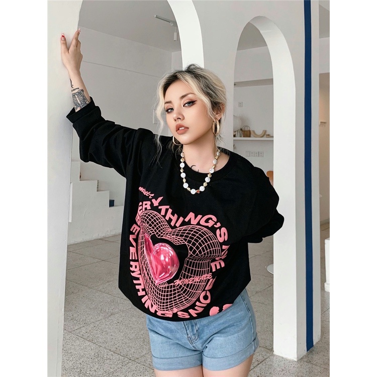 NRVP Áo hoodie dáng rộng phong cách Hàn Quốc mới 2021